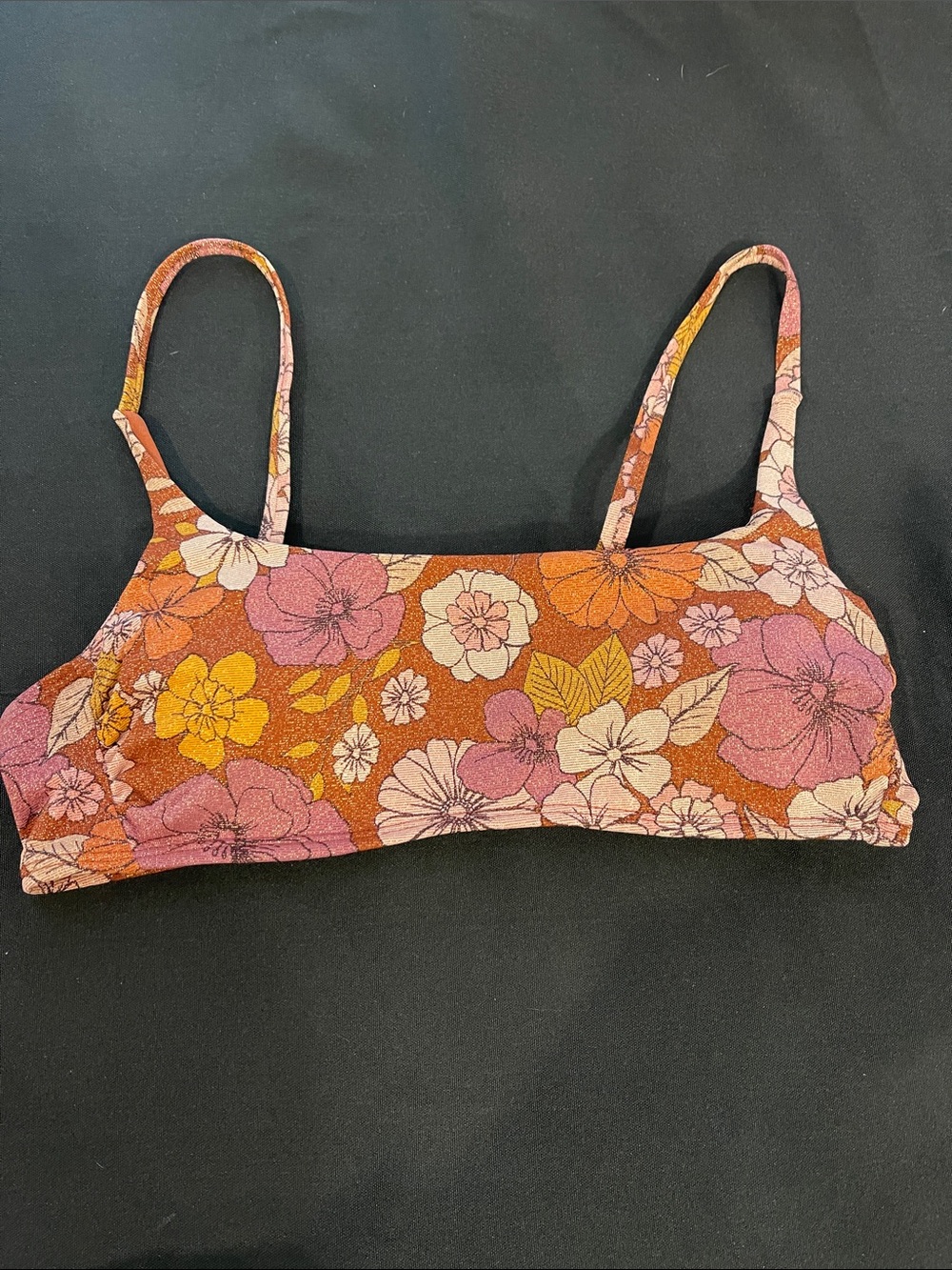 Xhilaration Floral Triangle Bralette in Orange and Pink